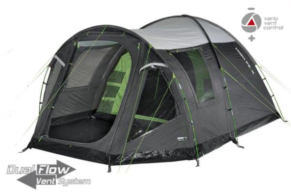 High Peak Familien-Kuppelzelt Santiago 5.0 (grau/grün, mit Vorbau)